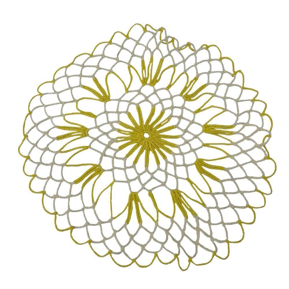 Vintage Doilies Crochet Set‎ of 3 Wide Knit Yellow Orange White - Picture 4 of 10